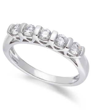 image of Five-Stone Diamond Band Ring in 14k White Gold (1/2 ct. t.w.)