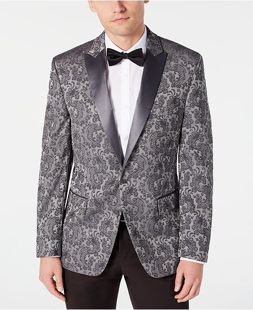 Ryan Seacrest Distinction Men S Modern Fit Stretch Silver Paisley