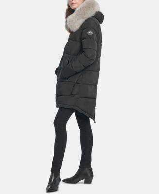 thumbnail image 2 of DKNY Women's Faux Fur Hooded Coat - Soft Winter Outerwear Jacket 2 of 10