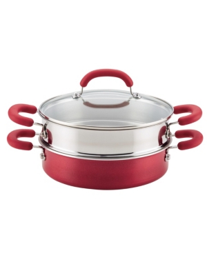 Shop Rachael Ray Create Delicious Enameled Aluminum Nonstick 3-qt. Steam Set In Red Shimmer