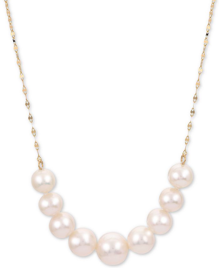 Macy's - Cultured Freshwater Pearl (6 - 8-1/2mm) Graduated 18" Collar Necklace in 14k Gold