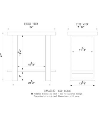 Alpine Natural Live Edge Wood End Table