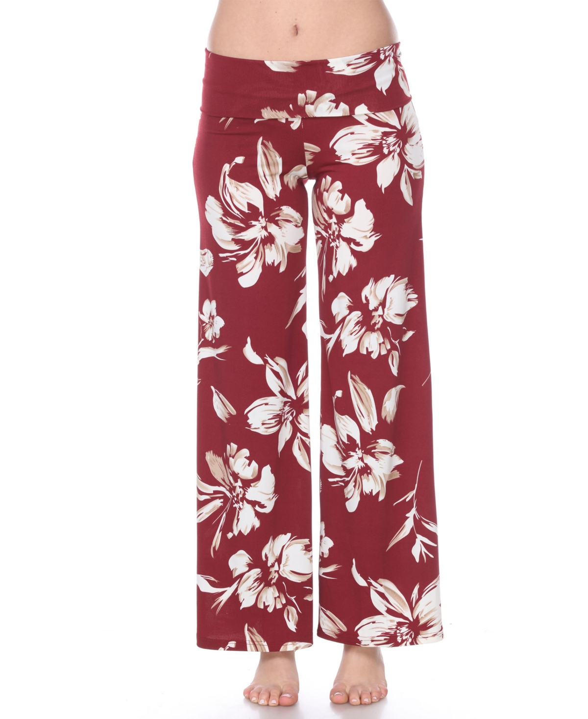 Flower Print Palazzo Pants - Red