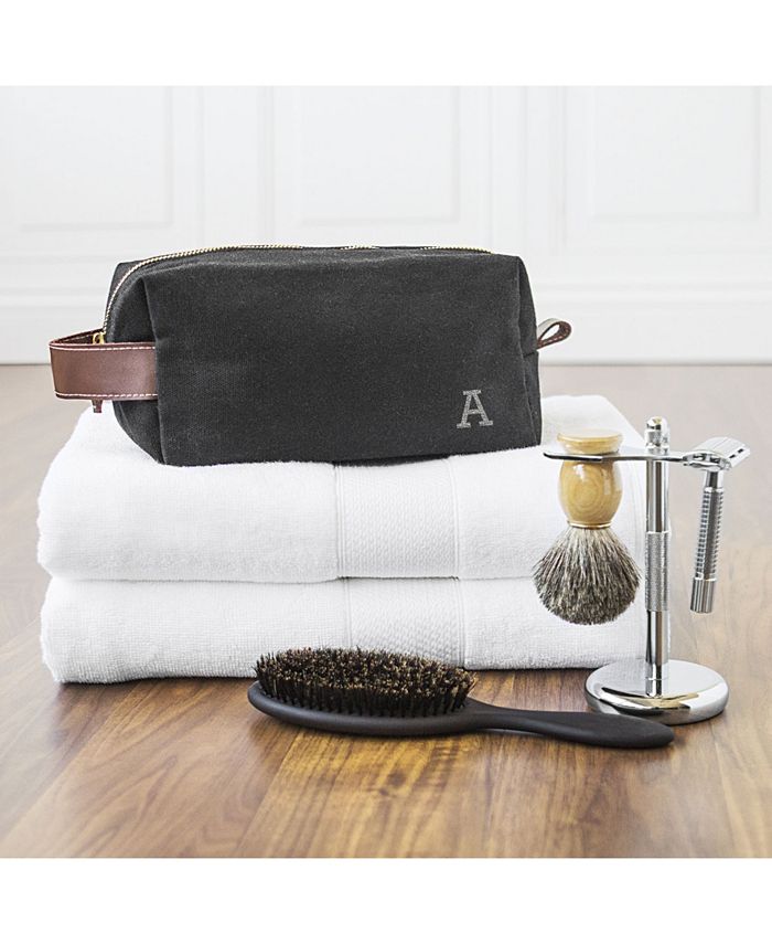 Cathy's Concepts Personalized Men’s Waxed Canvas and Leather Dopp Kit