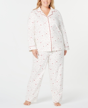 CHARTER CLUB PLUS SIZE COTTON FLANNEL PAJAMAS SET, CREATED FOR MACY'S