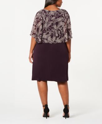 Connected Trendy Plus Size Floral Chiffon Overlay Dress