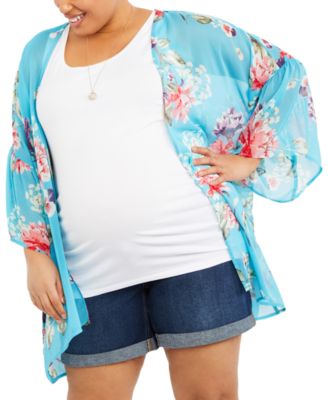 Motherhood Maternity - Maternity Plus Size Printed Kimono Blouse