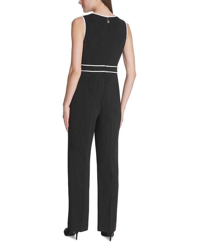 Tommy Hilfiger Piped Tie-Waist Jumpsuit - Macy's