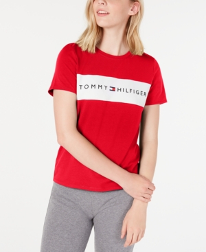 Tommy Hilfiger Sport Colorblocked Logo T Shirt In Rich Red White