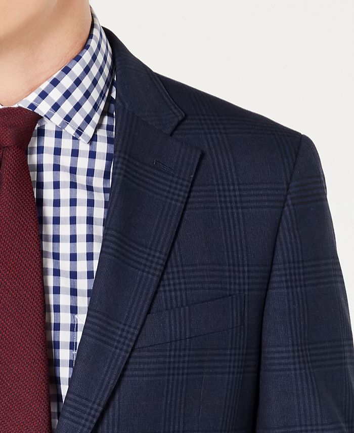 Tommy Hilfiger Men's Modern Fit THFlex Stretch Plaid Sport Coat Gray Size 48REG