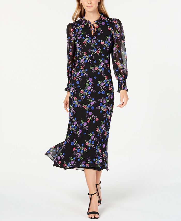 Calvin Klein Floral Chiffon Maxi Dress & Reviews - Dresses - Women - Macy's