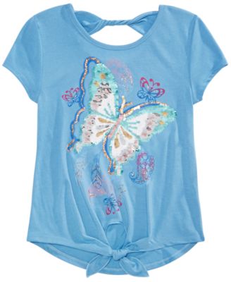 Beautees - Big Girls Tie-Front Butterfly T-Shirt