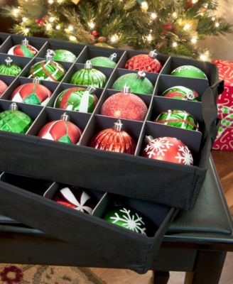 2 Tray Christmas Ornament Storage Box with Clear Lid