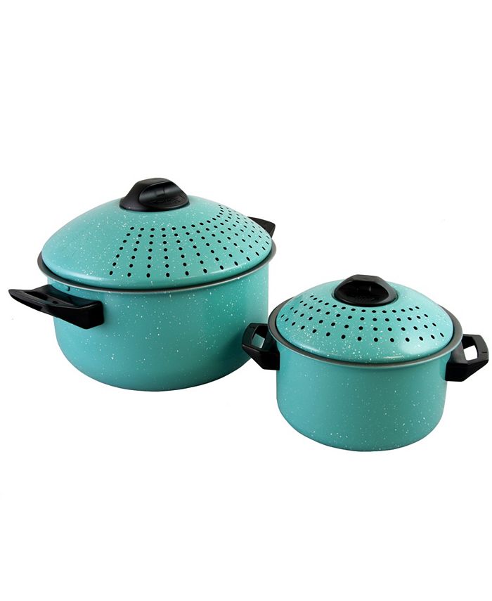 Gibson Casselman 4 Piece Nonstick Pasta Pot Set in Red with Bakelite