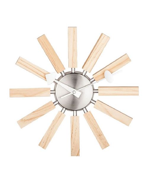 Stilnovo Mid Century Modern Wooden Spokes Wall Clock Reviews Clocks Home Decor Macy S