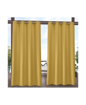 Exclusive Home Delano Indoor/outdoor Grommet Top Curtain Panel Pair, 54" X 108" In Yellow