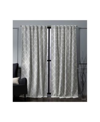Treillage Woven Blackout Hidden Tab Top 52" X 96" Curtain Panel Pair