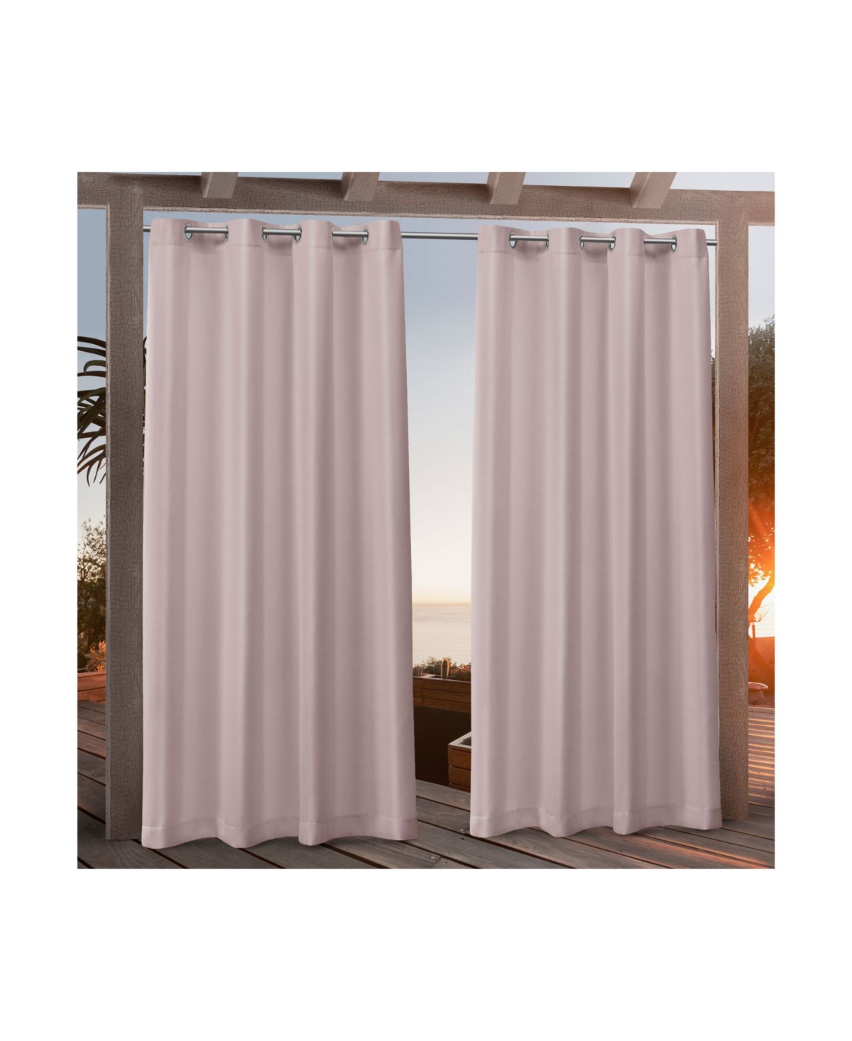 Exclusive Home Canvas Indoor/outdoor Grommet Top 54" X 96" Curtain Panel Pair In Pink