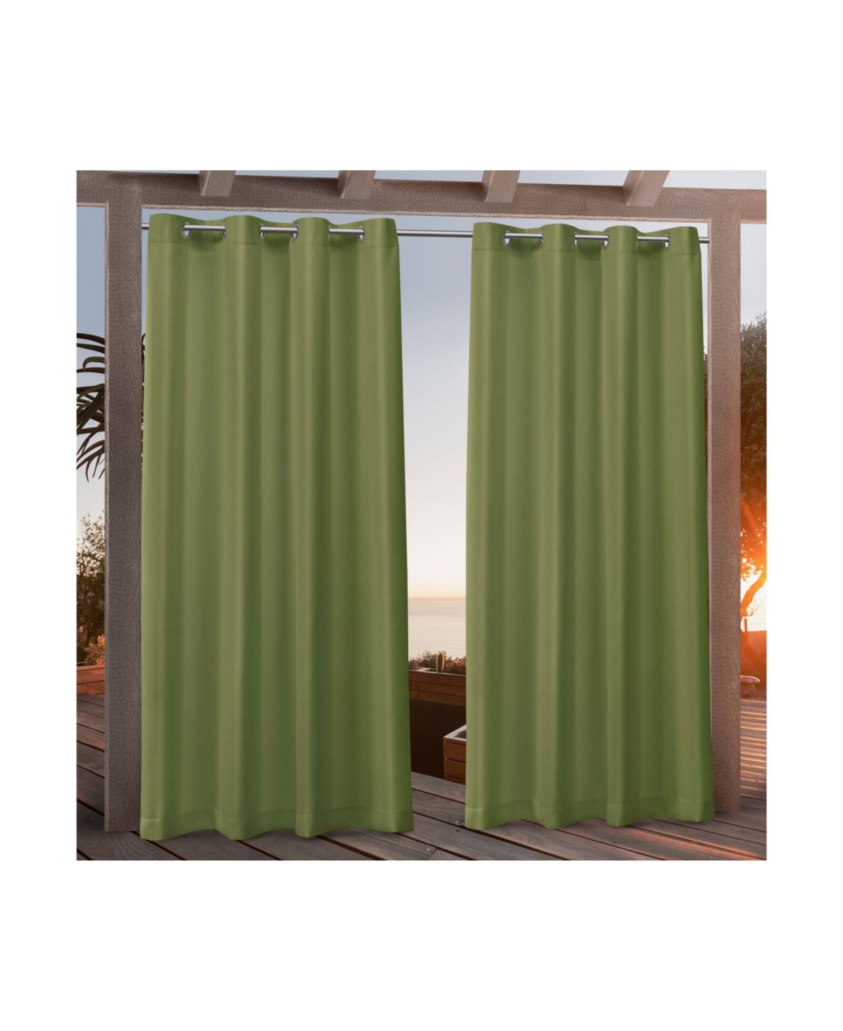 Canvas Indoor/Outdoor Grommet Top 54" X 96" Curtain Panel Pair - Green