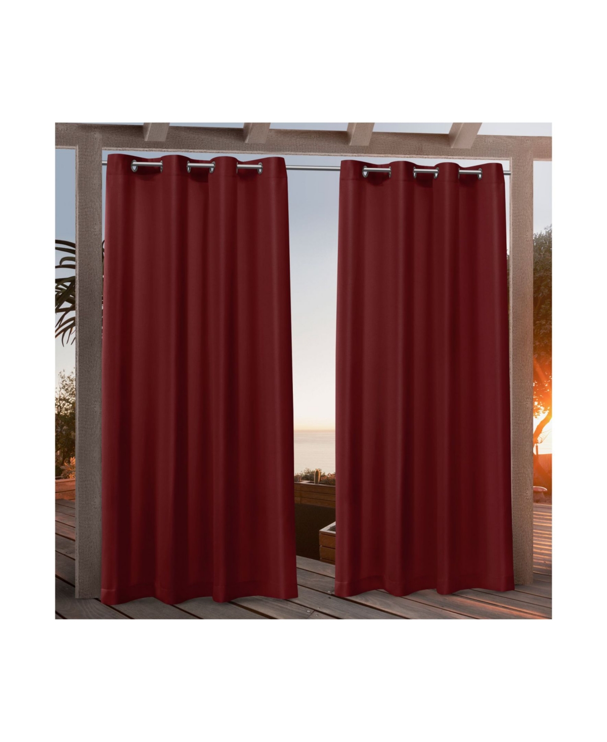 Canvas Indoor/Outdoor Grommet Top 54" X 108" Curtain Panel Pair - Pink