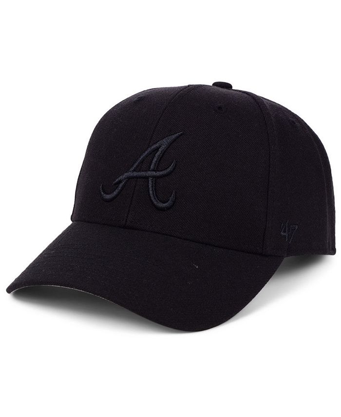 Atlanta Braves Hat Cap Black & Red Adjustable Size Hook & Loop Genuine MLB