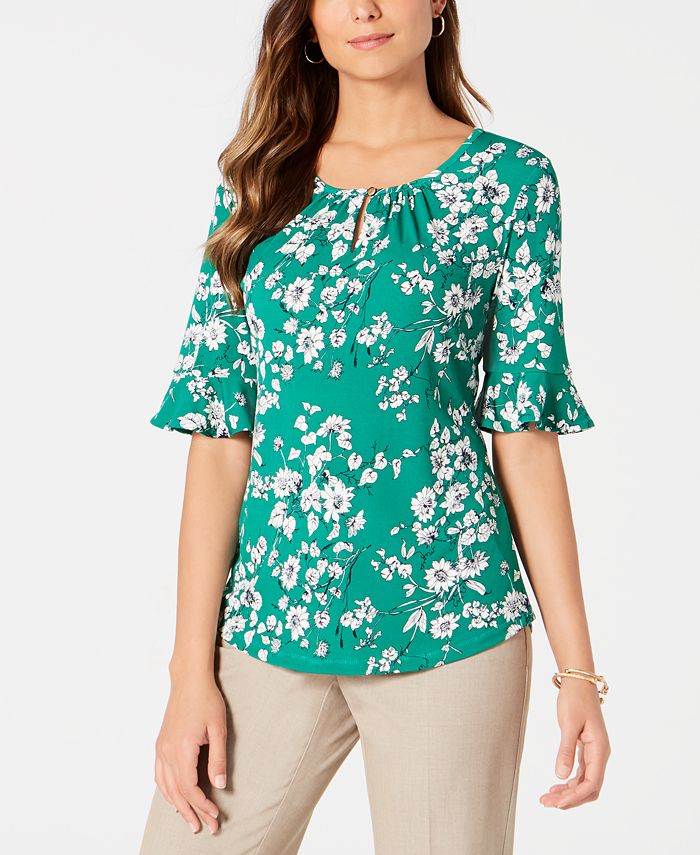 Macy's elbow sleeve top deals
