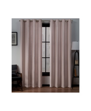 Exclusive Home Loha Linen Grommet Top Window Curtain Panel Pair, 54" X 96" In Pink