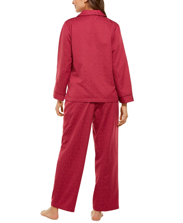 Miss Elaine Women's Satin Pajama Set - Button-Up Top & Elastic Waist Sleepwear, Loungewear - View #13