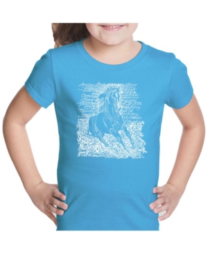 La Pop Art Girl's Word Art T-Shirt - Popular Horse Breeds