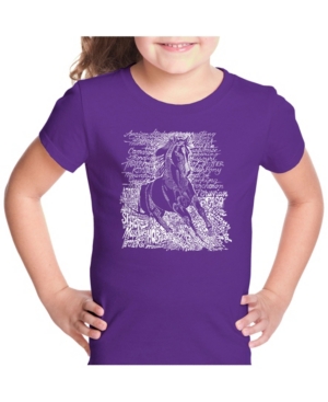 La Pop Art Girl's Word Art T-Shirt - Popular Horse Breeds