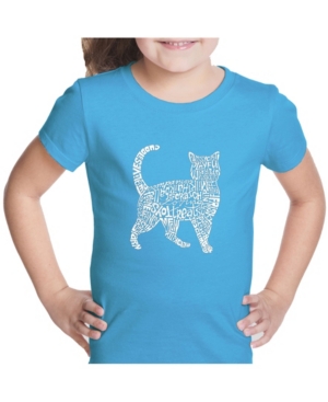 La Pop Art Girl's Word Art T-Shirt - Cat