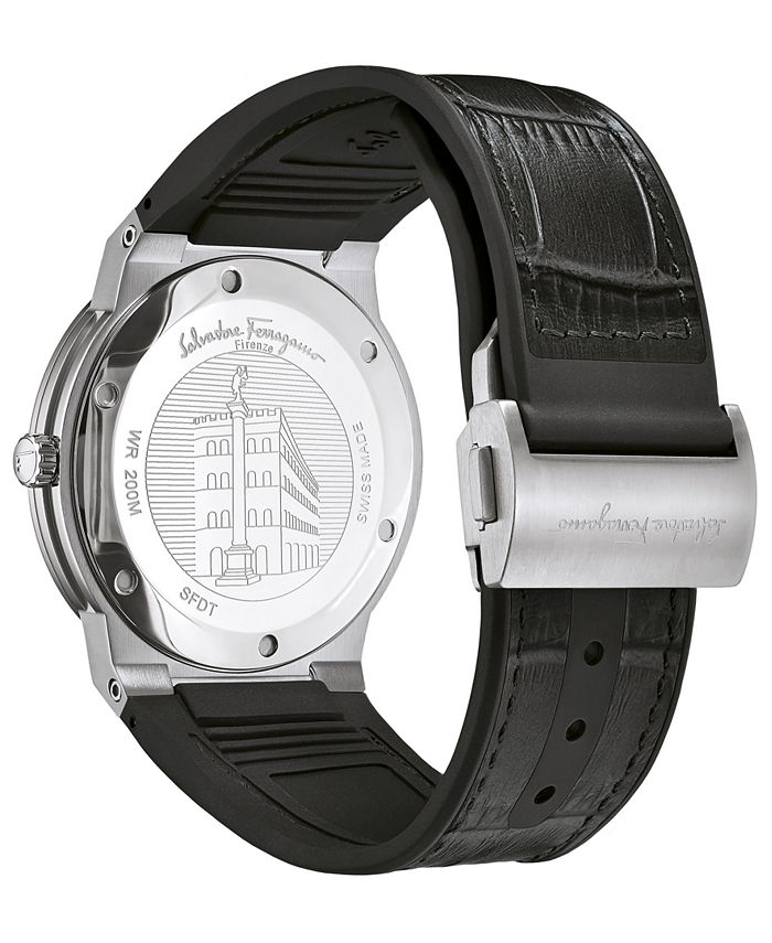 Salvatore Ferragamo F-80 Classic Black Dial Black Leather Strap  Watch for Men - SFDT00219