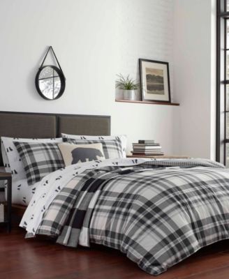 Eddie Bauer - Coal Creek Plaid White Reversible 3-Piece King Quilt Set
