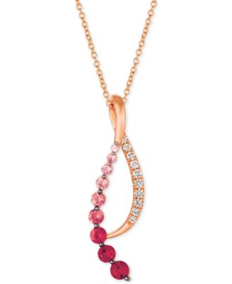 Passion Ruby (1/6 ct. t.w.), Bubblegum Pink Sapphire (5/8 ct. t.w.) & Vanilla Sapphire (1/5 ct. t.w.) Pendant Necklace in 14k Rose Gold