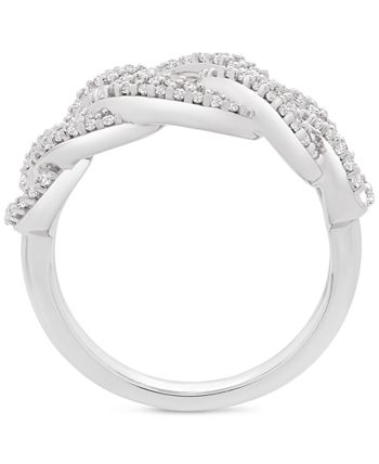 Macy's - Diamond Interlocking Link Statement Ring (1/2 ct. t.w.) in Sterling Silver