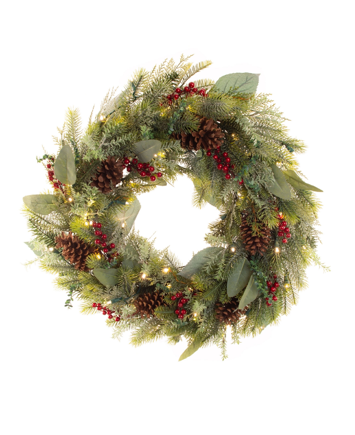 30" Lighted Christmas Wreath, Winter Frost - Multi