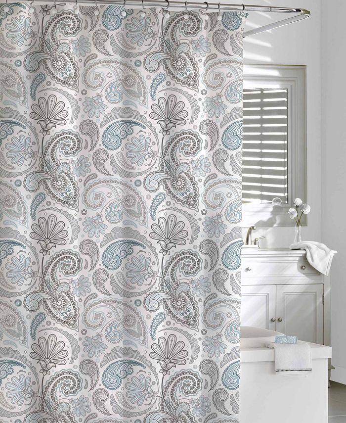 Cassadecor Cotton Printed Floral Swirls Shower Curtain - Macy's