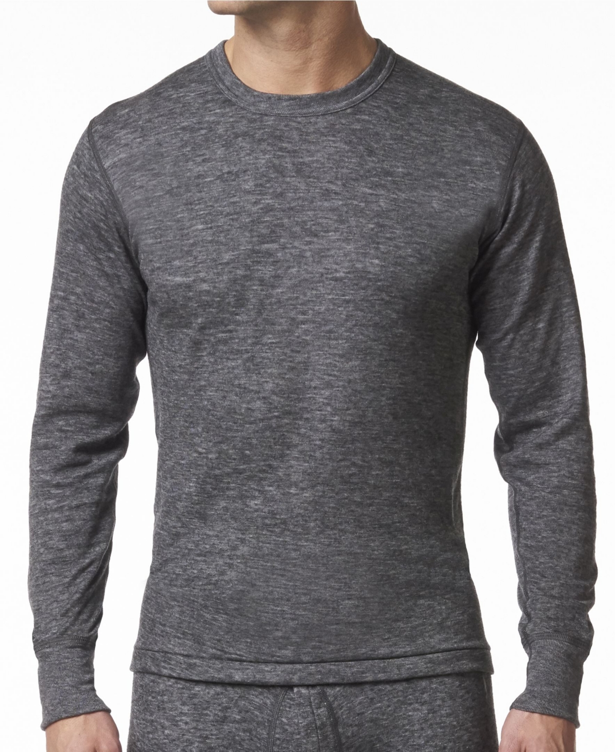 Men's 2 Layer Merino Wool Blend Thermal Long Sleeve Shirt - Charcoal