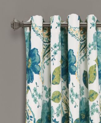 Lush Decor Floral Paisley Room Darkening Window Curtain Panels Pair  - Floral Curtains for Bedroom - Cottage Living Room Curtains