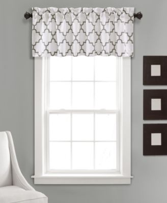 Lush Decor Bellagio Valance Curtain 52"W x 18"W +2" Navy - Kitchen Valances For Windows - Trellis Curtain Valance