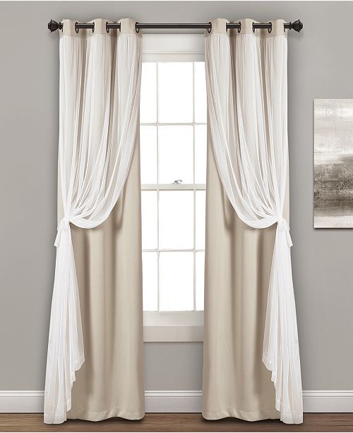 Lush Decor Solid And Sheer Layered 38 X 120 Blackout Curtain Set