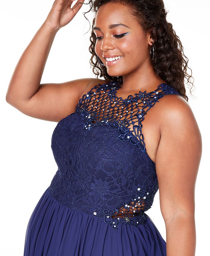 City Studios Trendy Plus Size Embellished Illusion Tulip Gown & Reviews ...