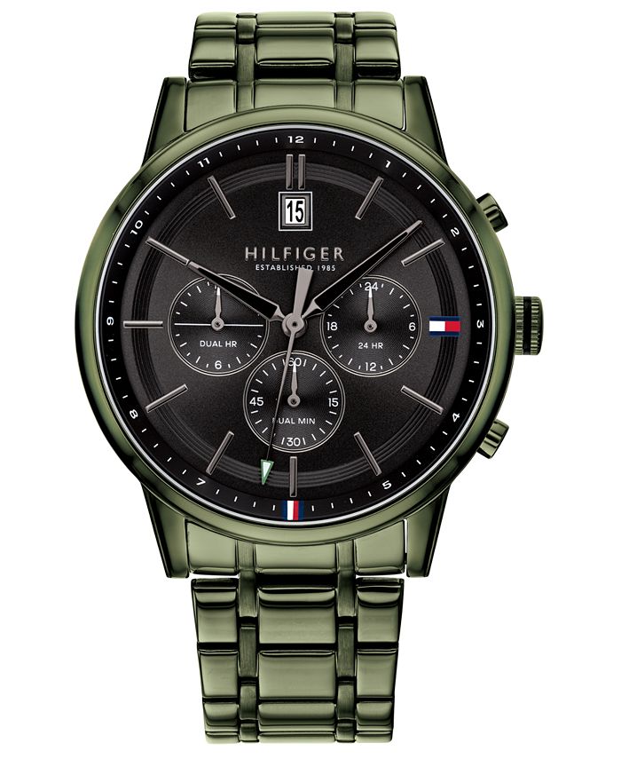 Tommy Hilfiger Men's Green Stainless Steel Bracelet Watch 43mm, Created for Macy's Reviews - Macy's