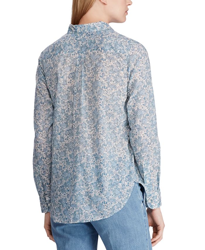 Lauren Ralph Lauren Petite Floral-Print Cotton Voile Shirt & Reviews ...