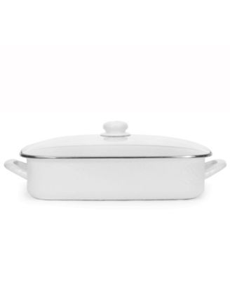 Solid White Enamelware Collection 10.5 Quart Roasting Pan