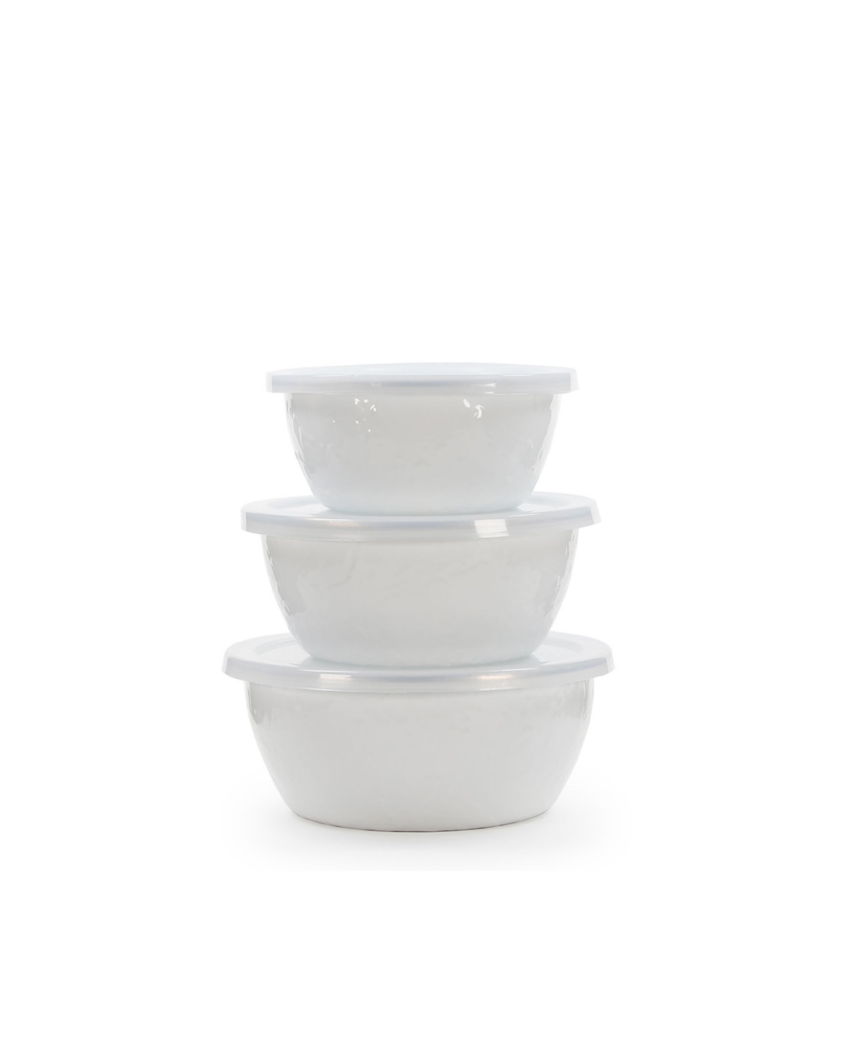 Solid White Enamelware Collection Nesting Bowls, Set of 3 - White