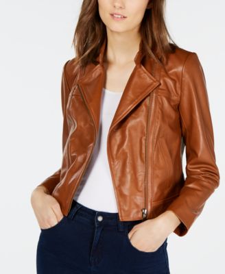 michael kors leather moto jacket women's