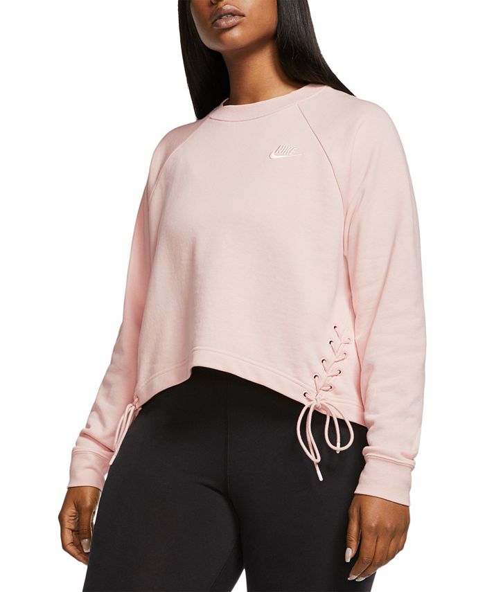 Nike Plus Size Sportswear Lace-Up Fleece Sweatshirt - Macy's