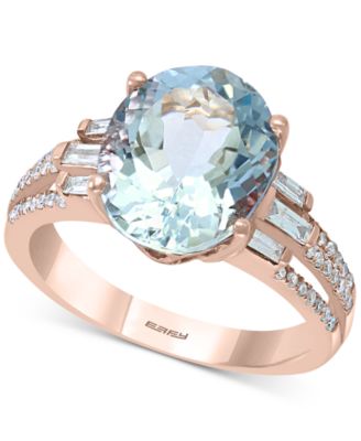 EFFY Collection - Aquamarine (4-1/2 ct. t.w.) & Diamond (1/3 ct. t.w.) Ring in 14k Rose Gold