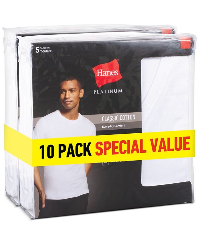 Hanes Men's Platinum 10Pk. Cotton Undershirts Macy's